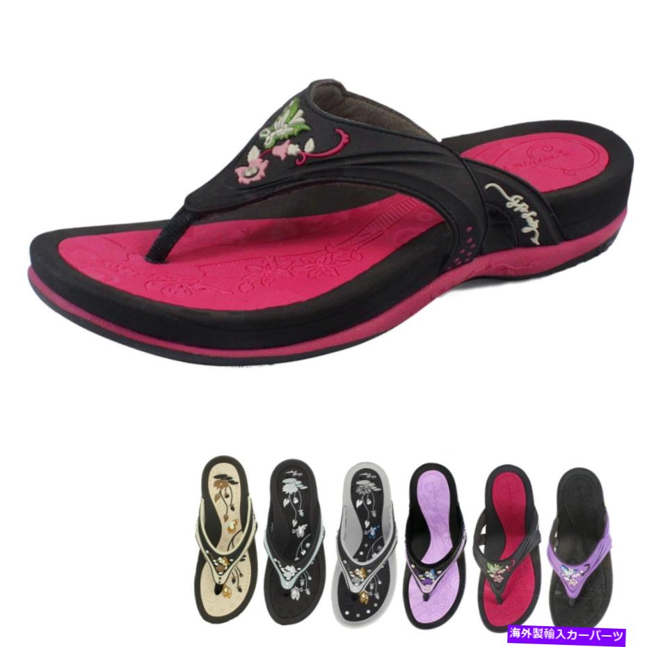 supports shock 女性向けの人間工学に基づいたスリップ耐性防水クッションフリップフロップ Comfort Walking Ergonomic Slip-Resistant Waterproof Cushion Flip Flops for Women【並行輸入品】