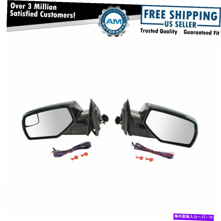 USミラー アップグレードラージミラーパワー加熱LED信号マーカーライトブラックペアGM SUV用 Upgrade Large Mirror Power Heated LED Signal Marker Light Black Pair for GM SUV【並行輸入品】