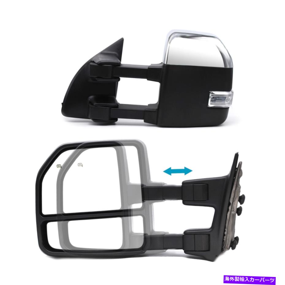USミラー 99-16フォードF-2550 F-350 F-450 F-550スーパーデューティけん引ミラーマニュアルクロム For 99-16 Ford F-250 F-350 F-450 F-550 Super Duty Towing Mirrors Manual Chrome【並行輸入品】