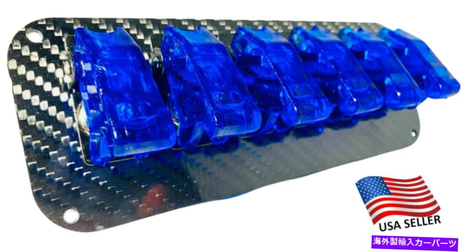 Dashboard Cover 6ホールリアルカーボンファイバーパネルw/ 6 LEDトグルスイッチとカバー - 青 6 Hole Real Carbon Fiber Panel w/ 6 LED Toggle Switches and Covers - BLUE【並行輸入品】