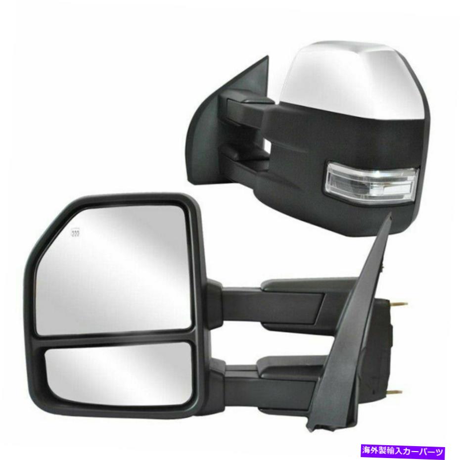 USミラー 15-20フォードF-150ピックアップパワー加熱ターンシグナルクロムのけん引側ミラー Towing Side Mirrors For 15-20 Ford F-150 Pickup Power Heated Turn Signal Chrome【並行輸入品】