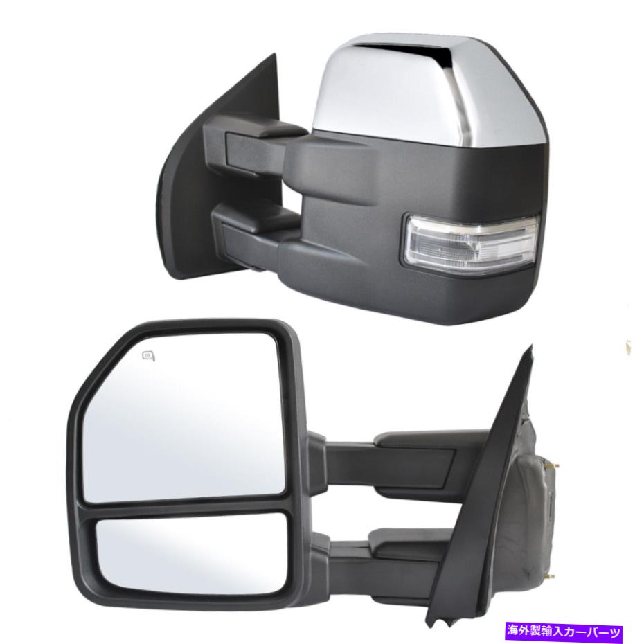 USミラー 15-20フォードF150のけん引ミラーは Towing Mirrors For 15-20 Ford F150 Power Heated Turn Signal Temp Sensor Chrome【並行輸入品】