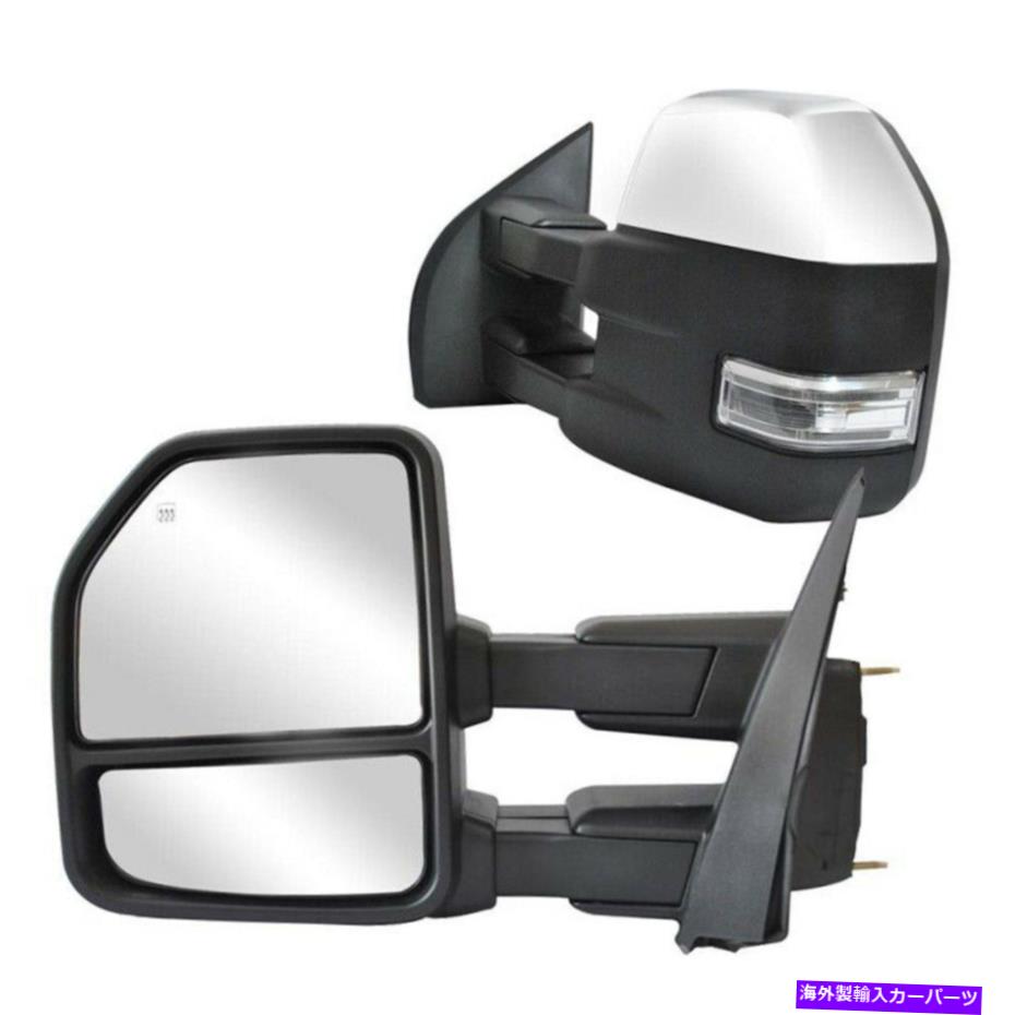 USミラー 15-20フォードF150ピックアップクロム8ピンのパワー加熱ターンシグナル牽引ミラー Power Heated Turn Signal Towing Mirrors for 15-20 Ford F150 Pickup Chrome 8 Pin【並行輸入品】