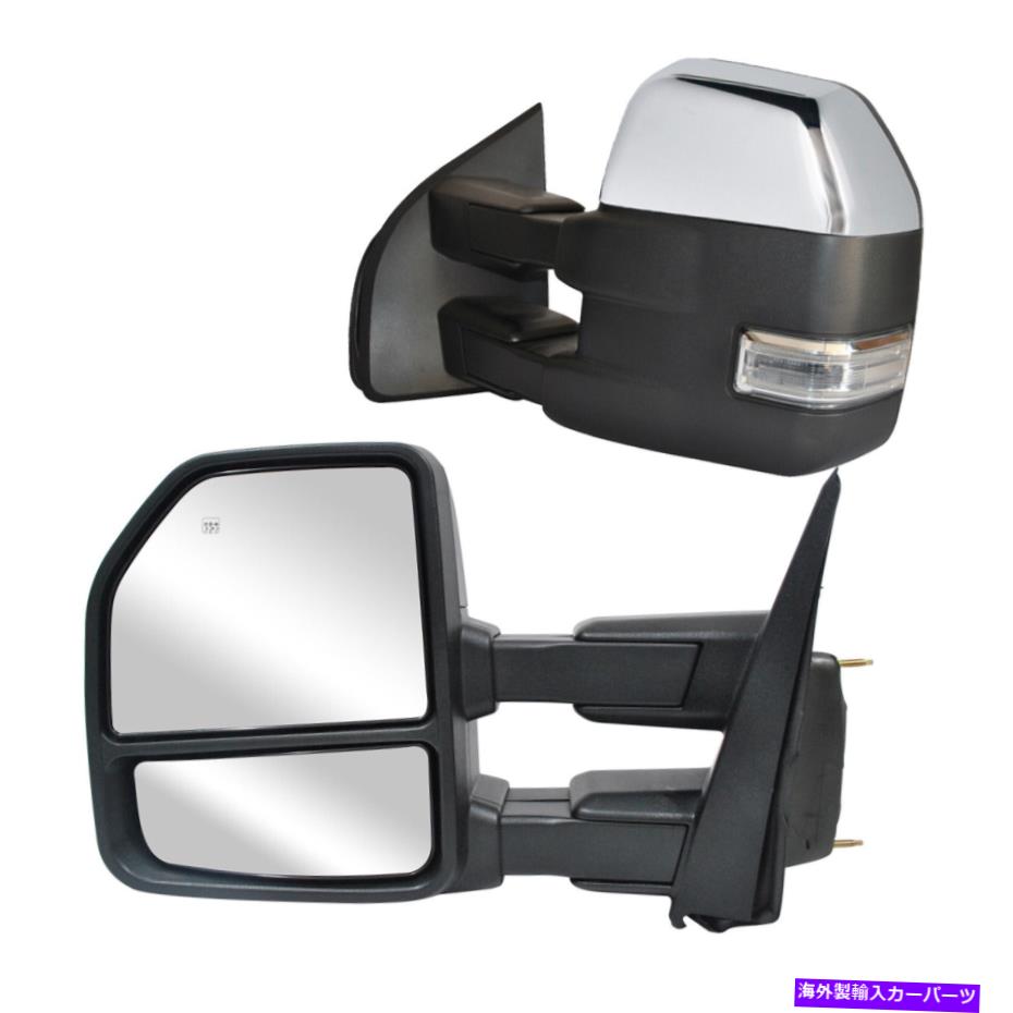 USミラー 15-19フォードF150のペアけん引鏡 Pair Towing Mirrors For 15-19 Ford F150 Power Heated Signal Puddle Lamp Chrome【並行輸入品】
