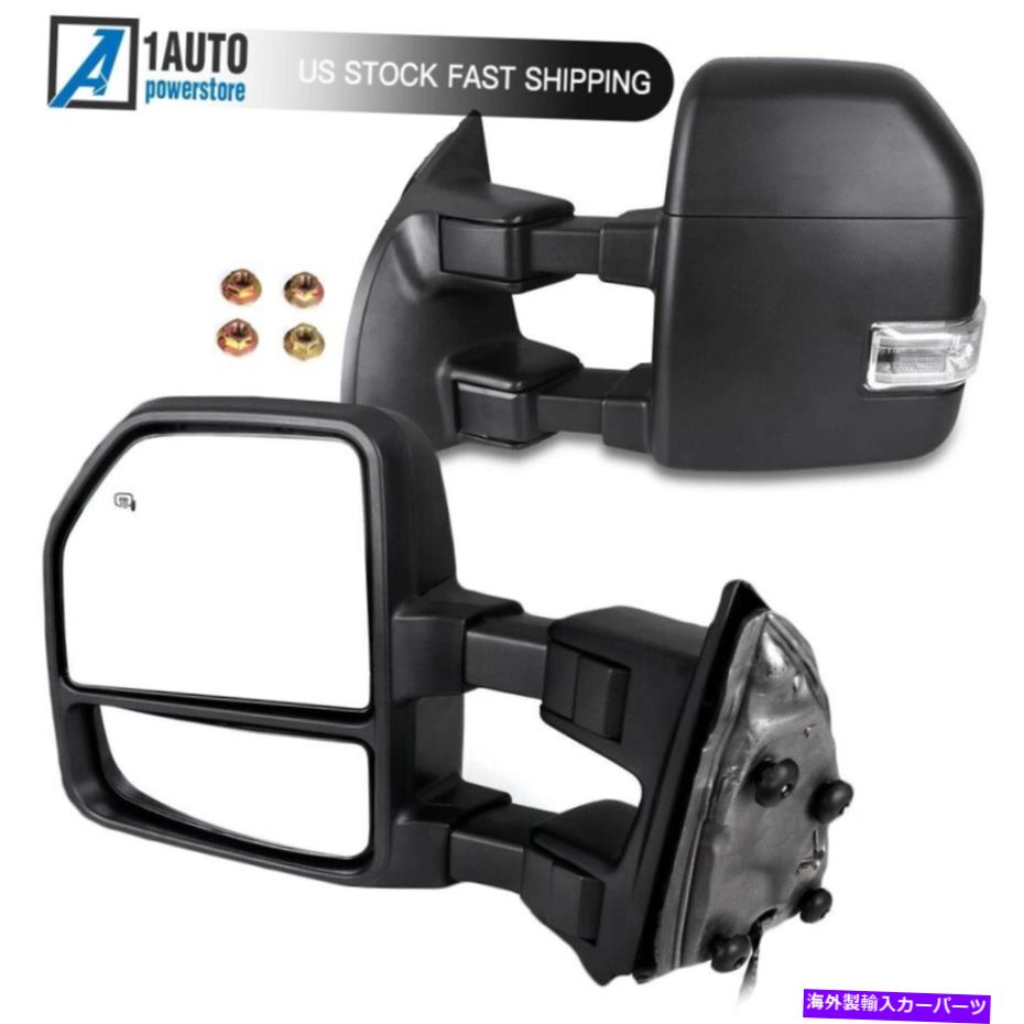 USミラー 1999-07 Ford F250 F350 F450 F550の電力加熱LEDターンシグナル牽引ミラー Power Heated LED Turn Signal Towing Mirrors For 1999-07 Ford F250 F350 F450 F550【並行輸入品】