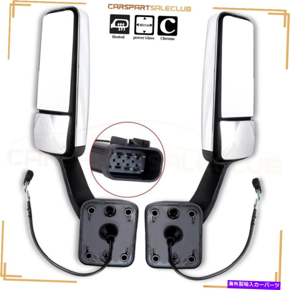 USミラー Freightliner Cascadia 2008-2016のLH+RHサイドクロムパワー加熱ミラー LH+RH Side Chrome Power Heated Mirrors For Freightliner Cascadia 2008-2016【並行輸入品】