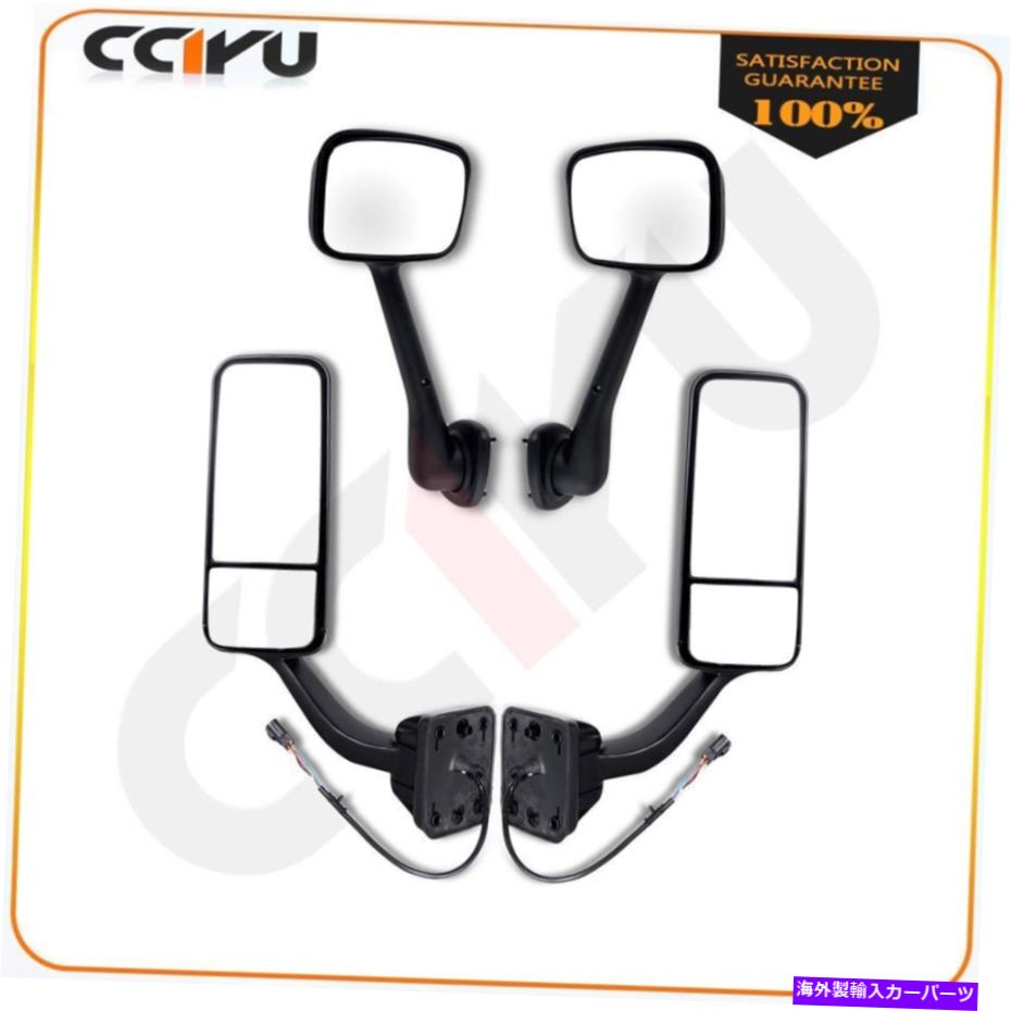 USミラー Freightliner CascadiaトラックフードミラーブラックL+Rサイドマニュアルパワー加熱 For Freightliner Cascadia Truck Hood Mirrors Black L+R Side Manual Power Heated【並行輸入品】
