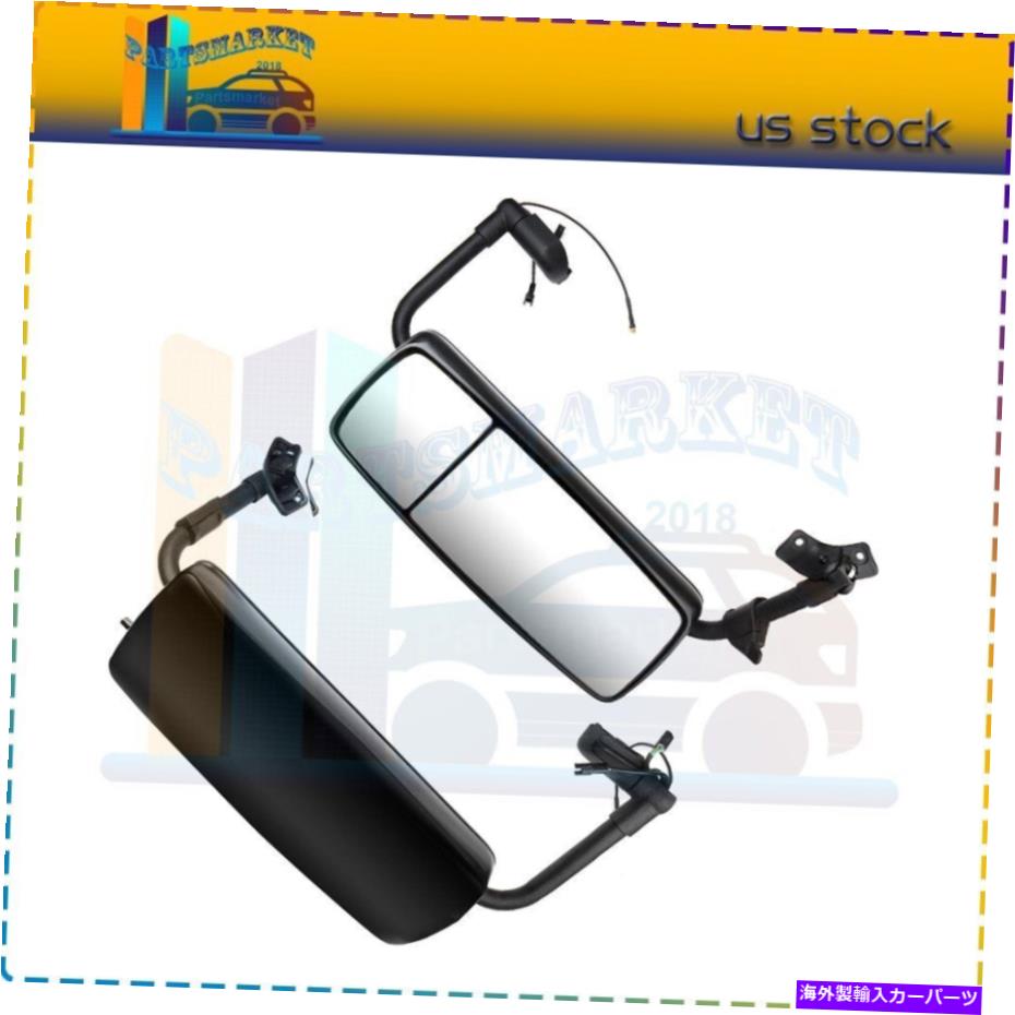 USミラー ミラー完全ペアサイドビュー05-18ボルボVNLのクリアブラックハウジング Mirrors Complete Pair Side View Clear Black Housing For 05-18 Volvo VNL【並行輸入品】