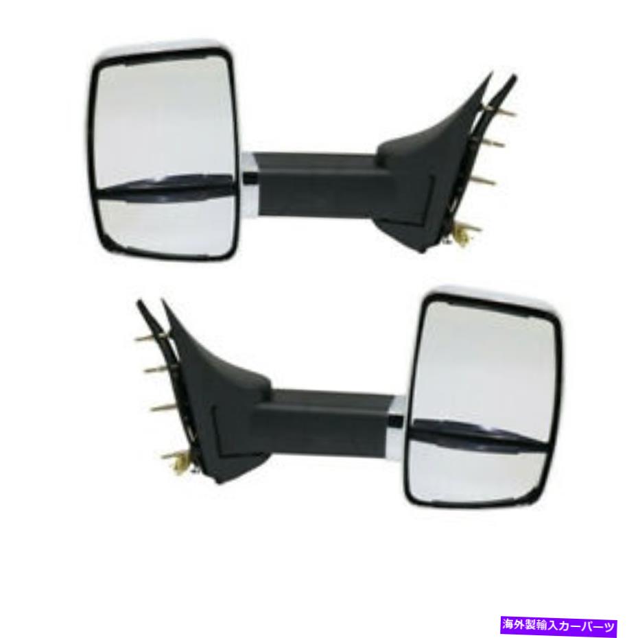 USミラー 92-14用エコノリンバントウミラーマニュアルターンシグナルライトクロムキャップセットペア For 92-14 Econoline Van Tow Mirror Manual Turn Signal Light Chrome Cap Set Pair【並行輸入品】