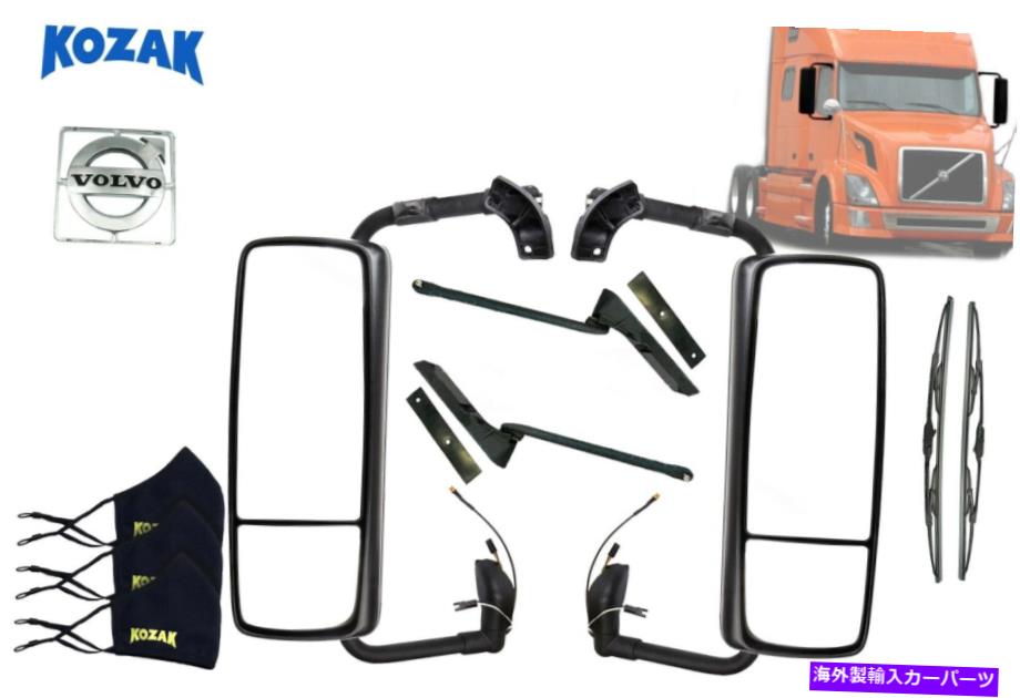 USミラー ボルボVNLトラックドアサイドミラーブラックパワー左+右セットとブラケット Volvo VNL truck Door side Mirror Black Power Heated LEFT+RIGHT SET plus brackets【並行輸入品】