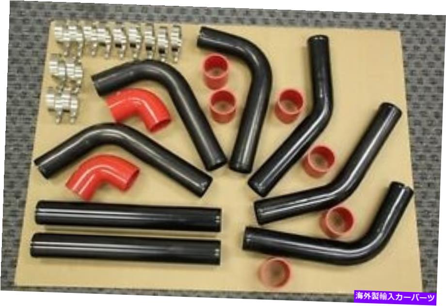 Turbo Charger 赤/ブラックアルミニウムターボインタークーラー配管キット8PCSターボチャージャースーパーチャージャー RED/BLACK ALUMINUM TURBO INTERCOOLER PIPING KIT 8PCS TURBOCHARGER SUPERCHARGER【並行輸入品】