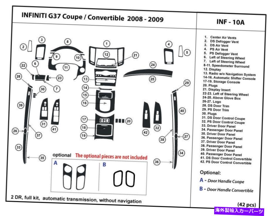 【楽天市場】Dashboard Cover インフィニティG37クーペ用のダッシュトリムキット、自動シフター、ナビゲーションINF10A付き