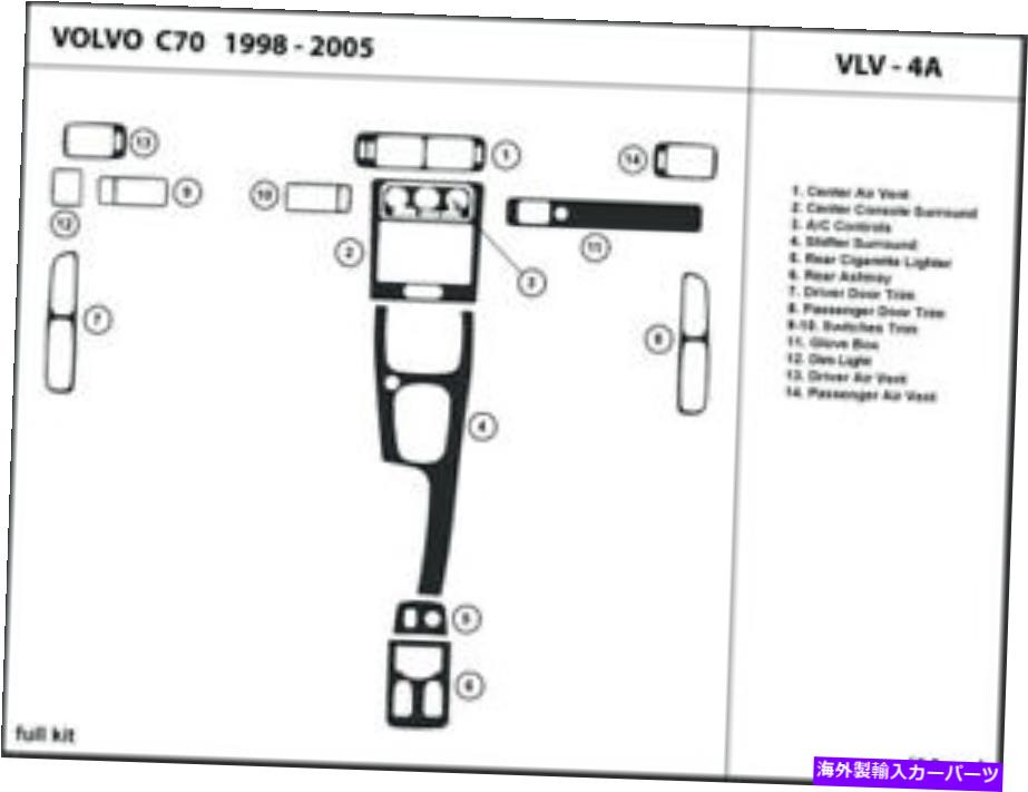 Dashboard Cover ボルボC70用ダッシュトリムキットセット1998-2005インテリアオーバーレイダッシュボードVLV-4A Dash Trim Kit Set for Volvo c70 1998-2005 Interior Overlay Dashboard VLV-4A【並行輸入品】