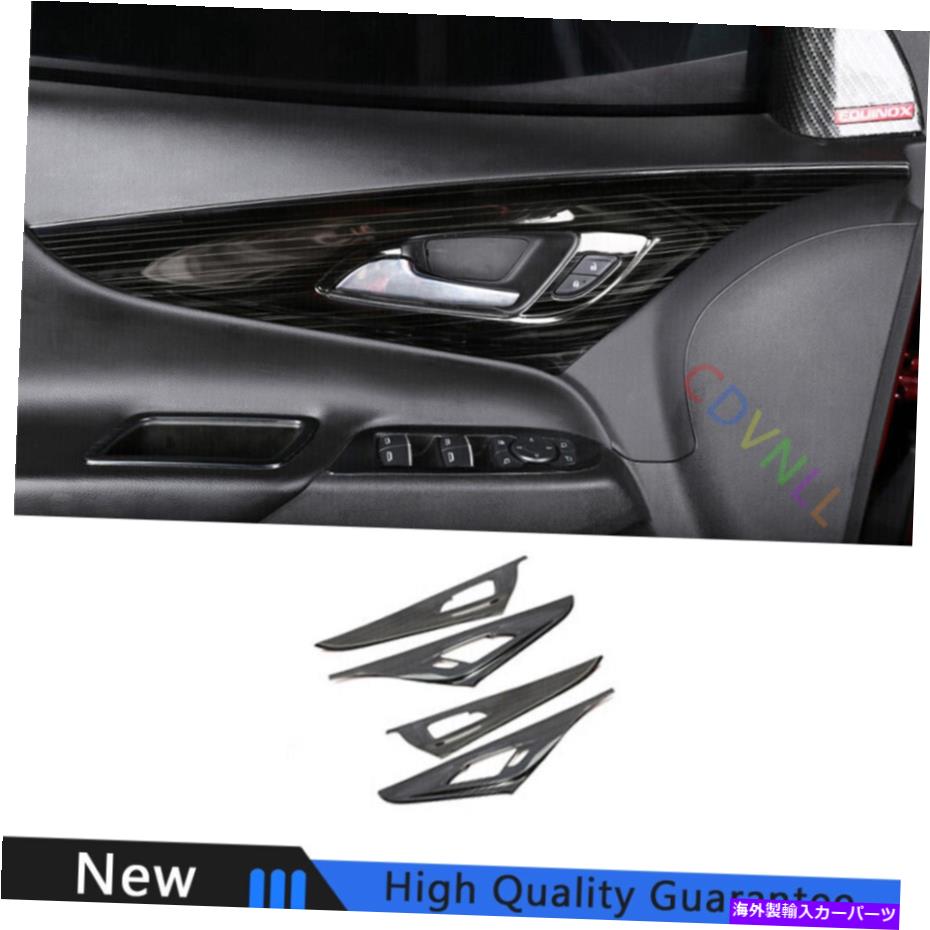 Dashboard Cover シボレー用18-21エクイノックスブラックチタンインテリアドアハンドルボウルカバートリム For Chevrolet 18-21 Equinox Black Titanium Interior Door Handle Bowl Cover Trim【並行輸入品】