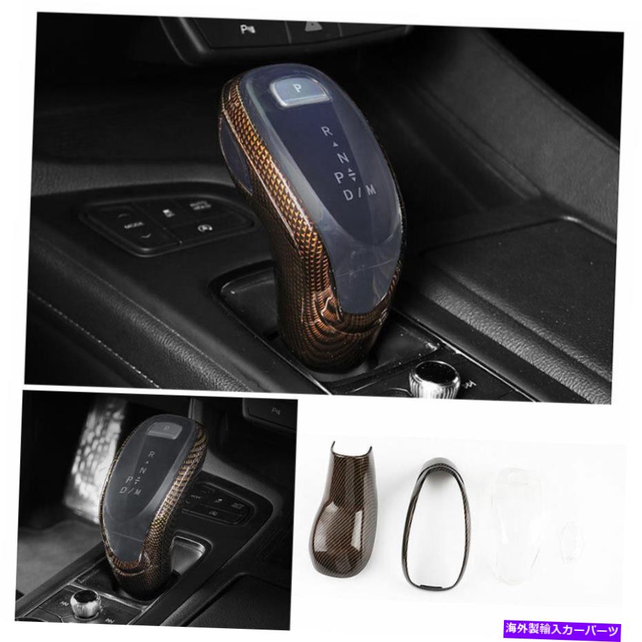 Dashboard Cover キャデラックXT6 2019-2020ゴールドカーボンファイバーコンソールギアシフトノブカバートリム用 For Cadillac XT6 2019-2020 Gold Carbon Fiber Console Gear Shift Knob Cover Trim【並行輸入品】