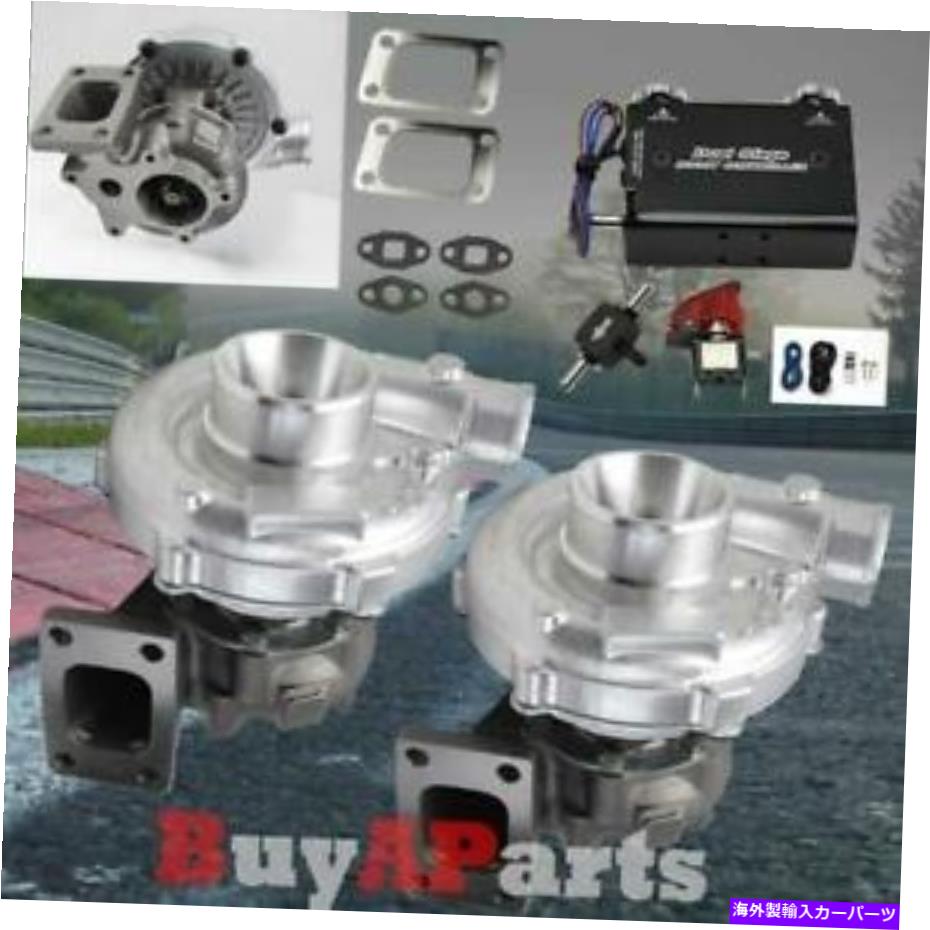 Turbo Charger アップグレードレースT3/T4ツインターボチャージャー +ブラックデュアルステージ30psiブーストコントローラー Upgrade Racing T3/t4 Twin Turbocharger + Black Dual Stage 30PSI Boost Controller【並行輸入品】