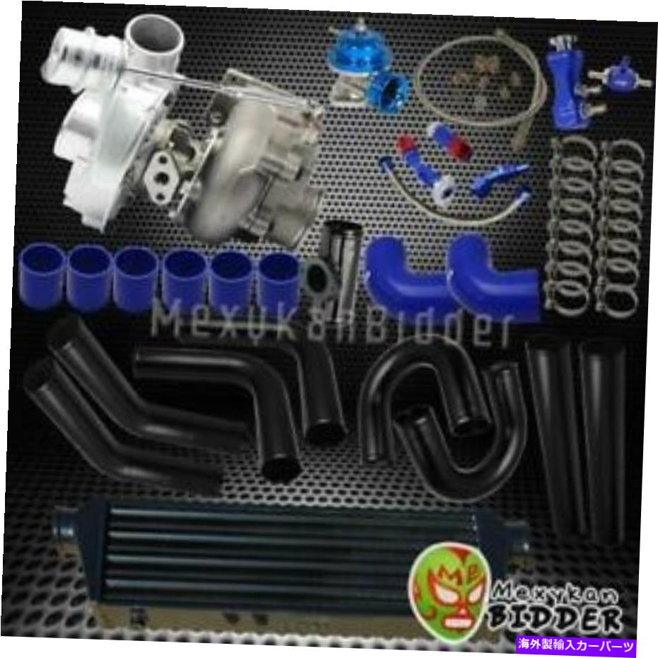 Turbo Charger Blue T0E4 .63 AR 400+ HPステージIII 9PC Vバンドターボチャージャーキットフィットユニバーサル Blue T0E4 .63 AR 400+ HP Stage III 9PC V-Band Turbo Charger Kit Fit Universal【並行輸入品】