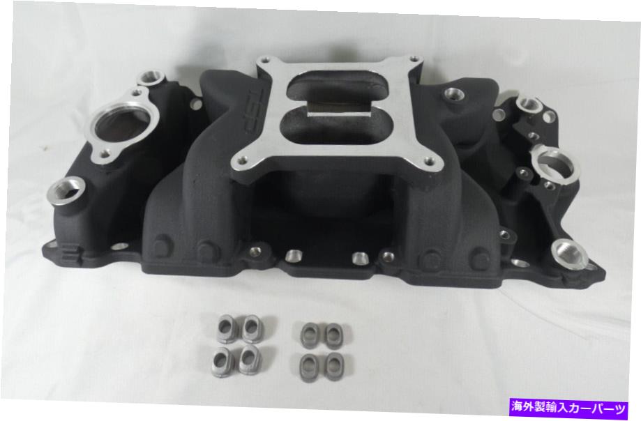 Intake Manifold SBCシボレー用の黒いキャブレットアルミニウムデュアルプレーンエアギャップ吸気マニホールド Black Carbureted Aluminum Dual Plane Air Gap Intake Manifold for SBC Chevrolet【並行輸入品】