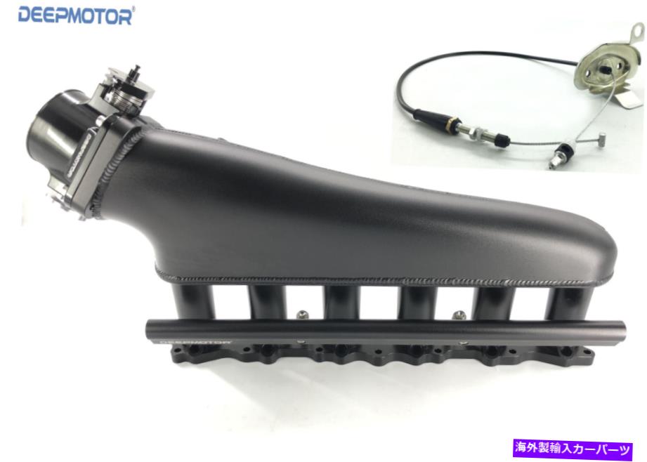 Intake Manifold RB26 RB26DETファブインテークマニホールド燃料レール90mmスロットルボディとケーブルブラック RB26 RB26DET Fab Intake manifold Fuel Rail 90mm Throttle Body and Cable Black【並行輸入品】