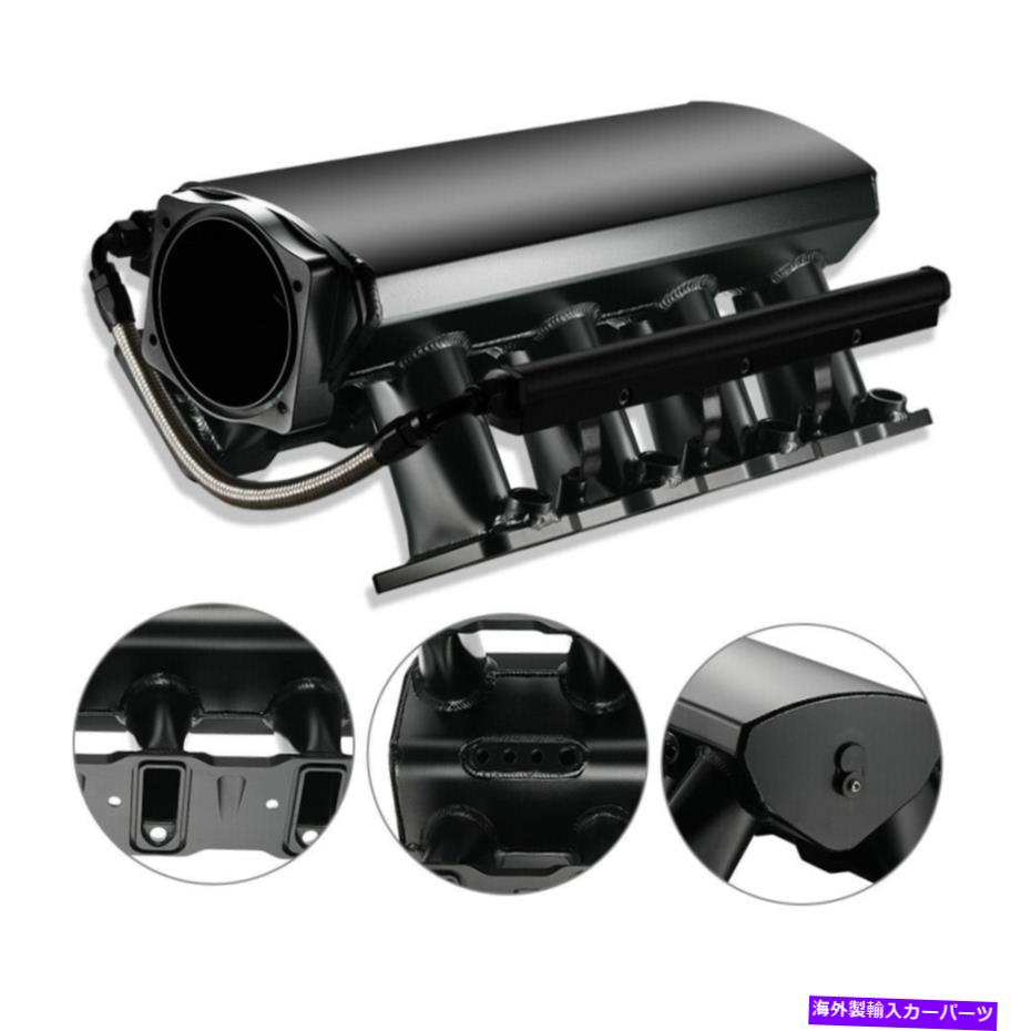 Intake Manifold LS1 LS2 LS6の場合、燃料レールブラックアルミニウムw/燃料レール付きマニホールド102mm摂取量マニホールド For LS1 LS2 LS6 High Profile 102mm Intake Manifold w/Fuel Rail Black Aluminum【並行輸入品】