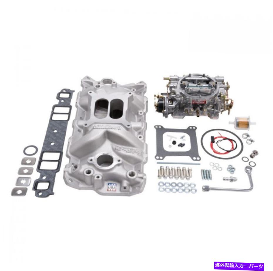 Intake Manifold Edelbrock 2021シングルクアッド吸気マニホールド/炭水化物キットw/ 600 CFM炭水化物シボレーSB Edelbrock 2021 Single-Quad Intake Manifold/Carb Kit w/ 600 CFM Carb for Chevy SB【並行輸入品】