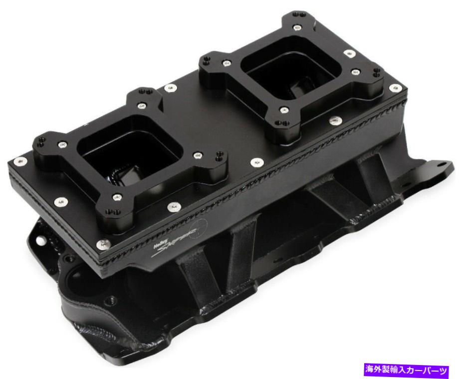 Intake Manifold Holley Sniper板金製造マニホールド、SBCシングルプレーンキャブレット、ブラック HOLLEY SNIPЕR SHEET METAL FABRICATED MANIFOLD,SBC SINGLE PLANE CARBURETED,BLACK【並行輸入品】