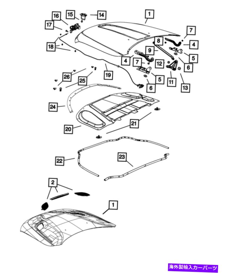 HOOD HINGES 本物のモーパルフードヒンジ右55369562ae Genuine Mopar Hood Hinge Right 55369562AE【並行輸入品】