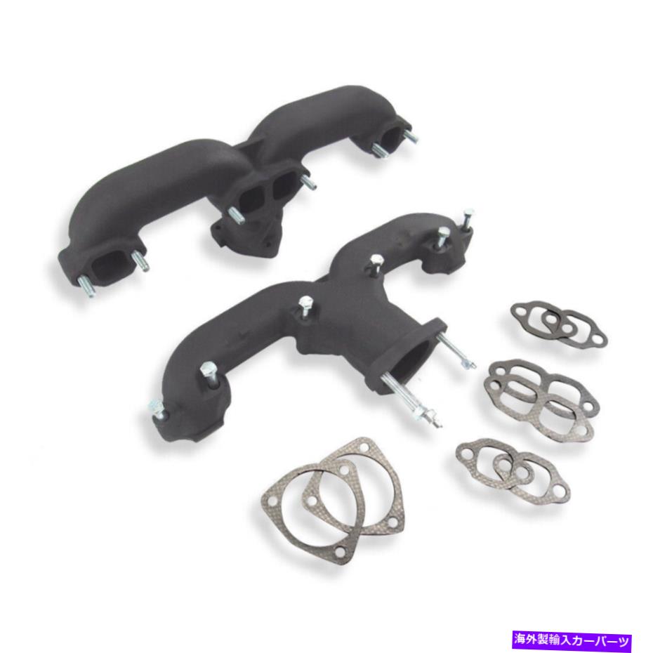 exhaust manifold 1955年 - シボレー350鋳鉄ラムホーンブラックエキゾーストマニホールドコルベット For 1955- Up Chevy 350 Cast Iron Ram Horn Black Exhaust Manifolds Corvette【並行輸入品】