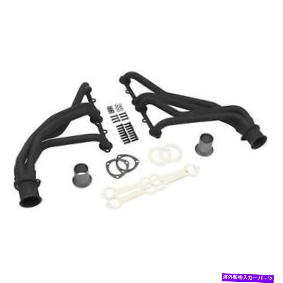 exhaust manifold 軟鋼ブラックペイントロングチューブエキゾーストヘッダーは1968-1991シボレー郊外に適合します Mild Steel Black Painted Long Tube Exhaust Headers Fits 1968-1991 Chevy Suburban【並行輸入品】