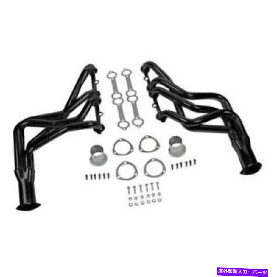 exhaust manifold 軟鋼ブラックペイントロングチューブエキゾーストヘッダーは1969-1972シボレータウンズマンに適合します Mild Steel Black Painted Long Tube Exhaust Headers Fits 1969-1972 Chevy Townsman【並行輸入品】