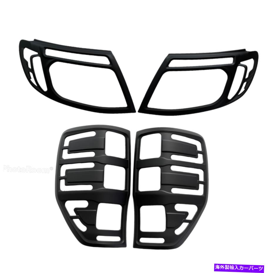 Headlight Covers マットブラックヘッドライトテールライトランプカバーフォードレンジャーPX T6 12-14のトリム MATTEBLACK HEADLIGHT TAILLIGHT LAMP COVER TRIM For FORD RANGER PX T6 12-14【並行輸入品】