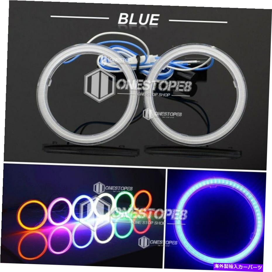 Headlight Covers 2PCS 70mmブルーコブエンジェルアイハローリングバルブヘッドライトDRLランプ +カバー 2PCS 70mm Blue COB Angel Eyes Halo Ring Bulb Headlights DRL Lamps + Cover【並行輸入品】