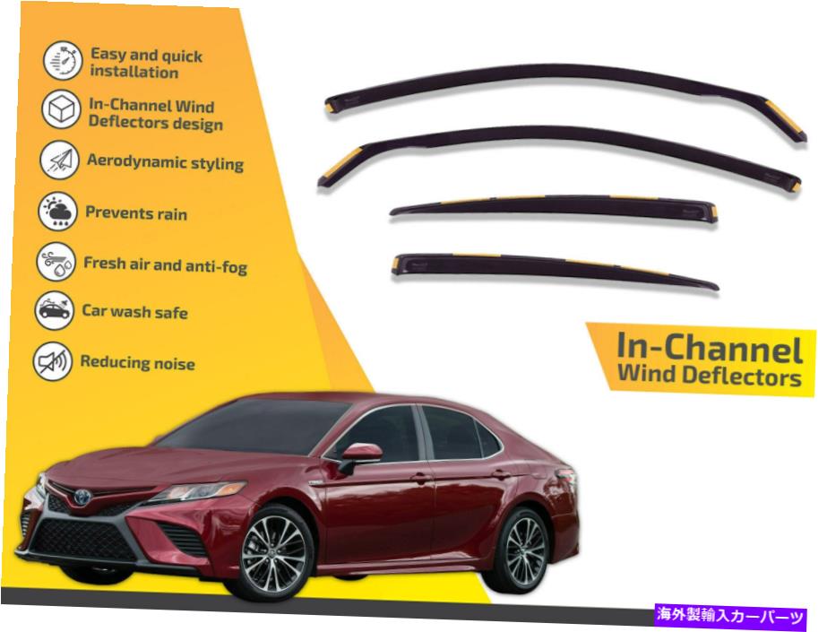 バグシールド トヨタカムリー2018-up 4PCのチャネル風向 In channel wind deflectors for Toyota Camry 2018-up 4pc【並行輸入品】
