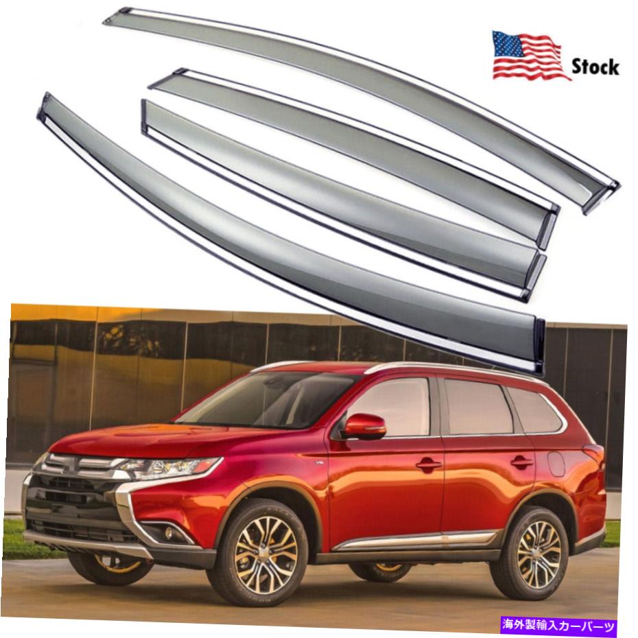 バグシールド Mitsubishi Outlander 2014-2021ウィンドウバイザーレインガードベント風向 For Mitsubishi Outlander 2014-2021 Window Visor Rain Guard Vent Wind Deflectors【並行輸入品】