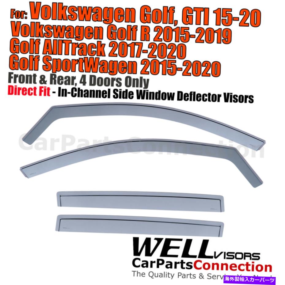 バグシールド VW Golf r AllTrack GTI SportWagen 15-20のWellVisorsインチャネルウィンドウバイザー Wellvisors In-Channel Window Visors For VW Golf R AllTrack GTI SportWagen 15-20【並行輸入品】
