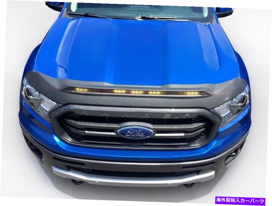 バグシールド AVSブラックエアロスキンライトシールドフードプロテクター2019-2022フォードフォードフォード AVS Black Aeroskin LightShield Hood Protector for 2019-2022 Ford for Ranger【並行輸入品】