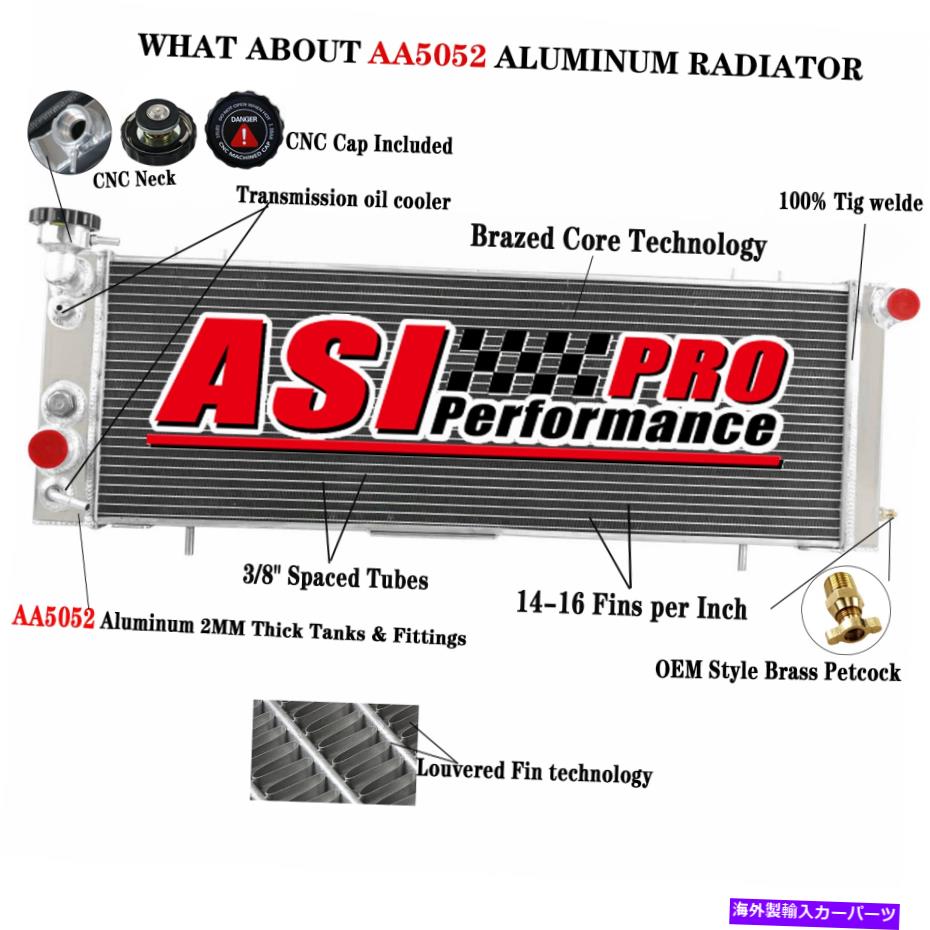 Radiator ASI 4列アルミニウムラジエーターフィット1991-2001ジープチェロキーXJ 2.5L L4 4.0L L6 ASI 4 Row Aluminum Radiator fit 1991-2001 Jeep Cherokee XJ 2.5L L4 4.0L L6【並行輸入品】