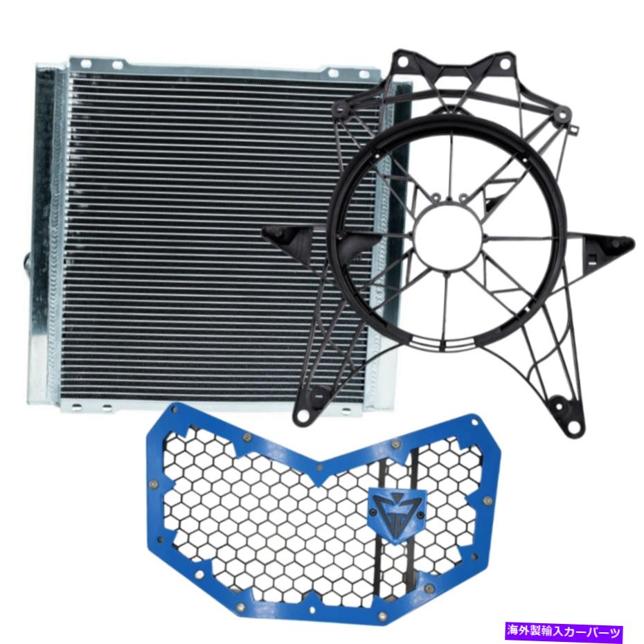 Radiator ラジエーター＆ファンカバー＆フロントブルーグリルcan am maverick x3 2019 2022バンドル Radiator & Fan cover & Front Blue Grill For Can am Maverick X3 2019 2022 Bundle【並行輸入品】