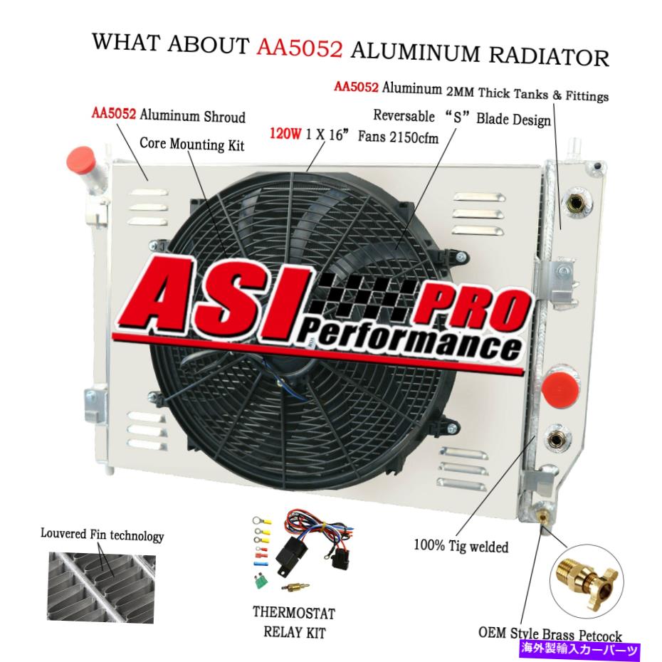 Radiator 4列のラジエーター+シュラウドファン+2003-2013のサーモスタットシボレーコルベットSSR V8 5.3 6.0 4 Row Radiator+Shroud Fan+Thermostat For 2003-2013 CHEVY CORVETTE SSR V8 5.3 6.0【並行輸入品】