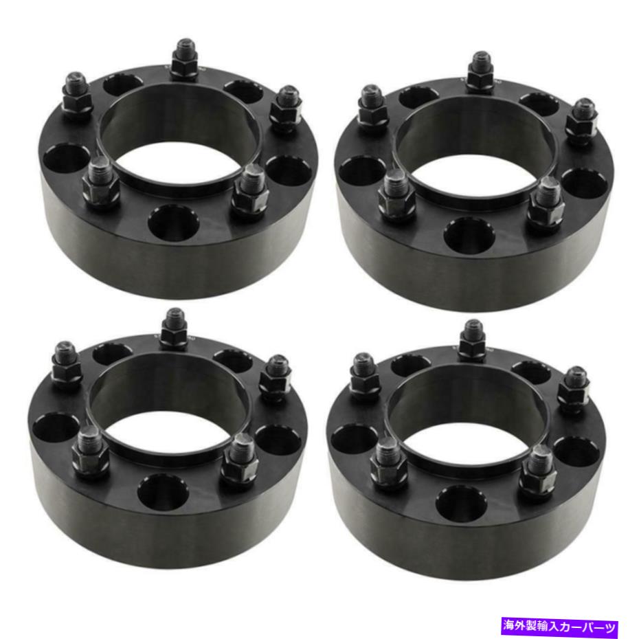 スペーサー （4）5x150ブラックハブ中心ホイールスペーサー14x1.5トヨタセコイアツンドラ用スタッド (4) 5x150 Black Hub Centric Wheel Spacers 14x1.5 studs for Toyota Sequoia Tundra【並行輸入品】