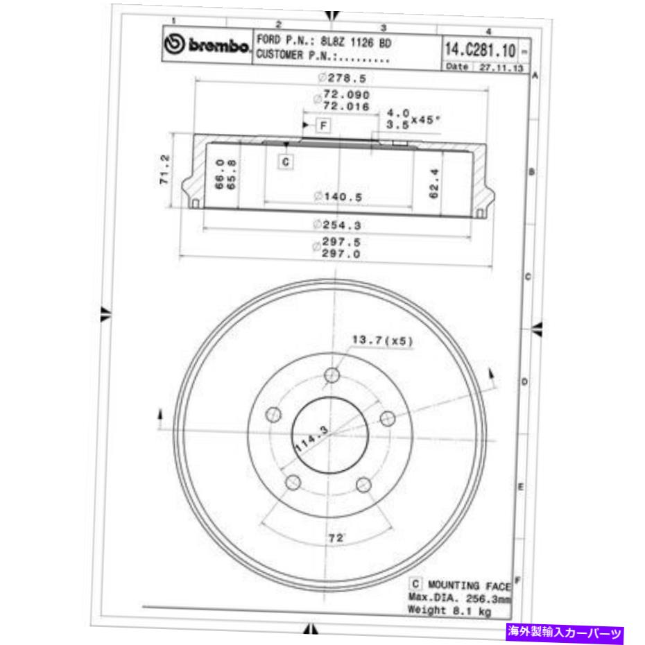 Brake Drum Brembo 14 C281 10水銀のブレーキドラム Brembo 14 C281 10 Brake Drum For Mercury【並行輸入品】 44,022円