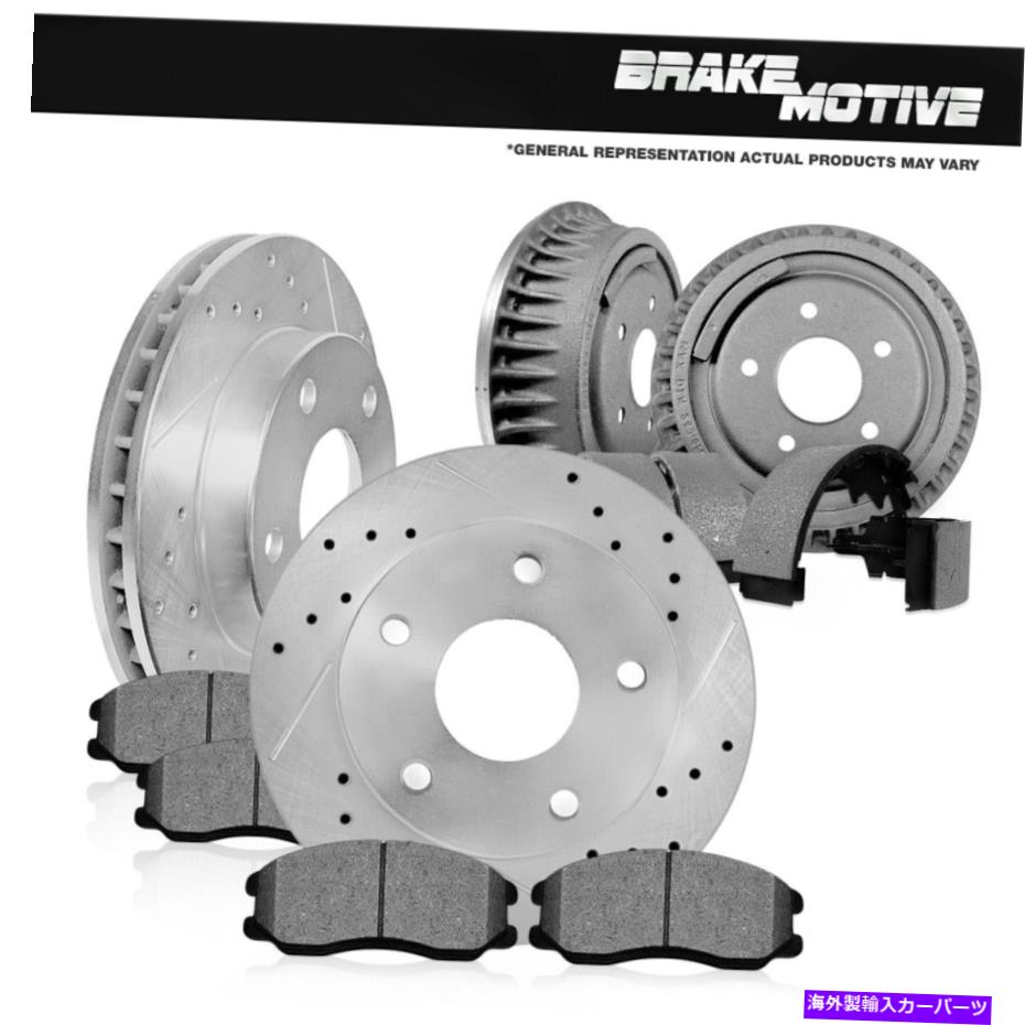 Brake Drum フロントブレーキローター +セラミックパッドとリアドラム +シボレーシルバラード1500用の靴 Front Brake Rotors + Ceramic Pads & Rear Drums + Shoes For Chevy Silverado 1500【並行輸入品】