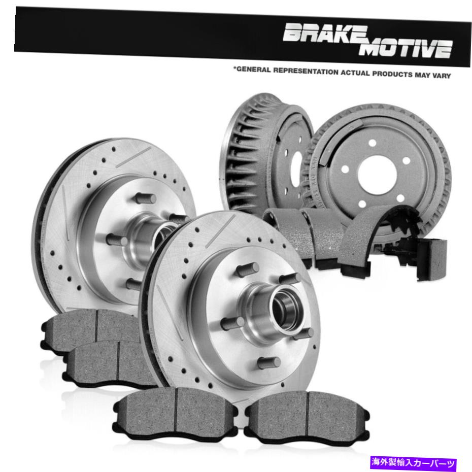 Brake Drum フロントブレーキローター +セラミックパッドフォードF-150用リアブレーキドラム +シューズ Front Brake Rotors + Ceramic Pads Rear Brake Drums + Shoes For Ford F-150【並行輸入品】