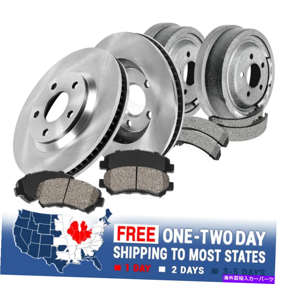 Brake Drum 94-99 RAM 1500フロントOEブレーキローター +セラミックパッドとリアドラム +シューズ For 94 - 99 Ram 1500 Front OE Brake Rotors + Ceramic Pads & Rear Drums + Shoes【並行輸入品】