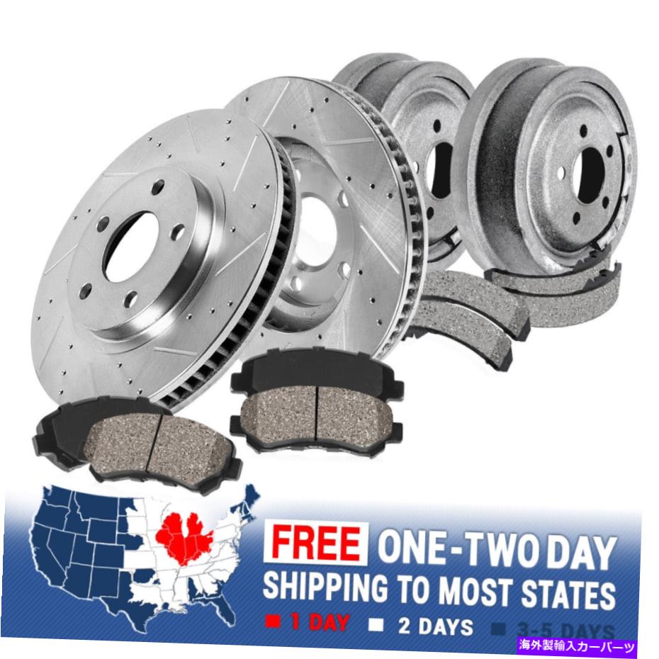 Brake Drum エスカレード用タホフロントブレーキローター +セラミックパッドリアブレーキドラム +シューズ For Escalade Tahoe Front Brake Rotors + Ceramic Pads Rear Brake Drums + Shoes【並行輸入品】