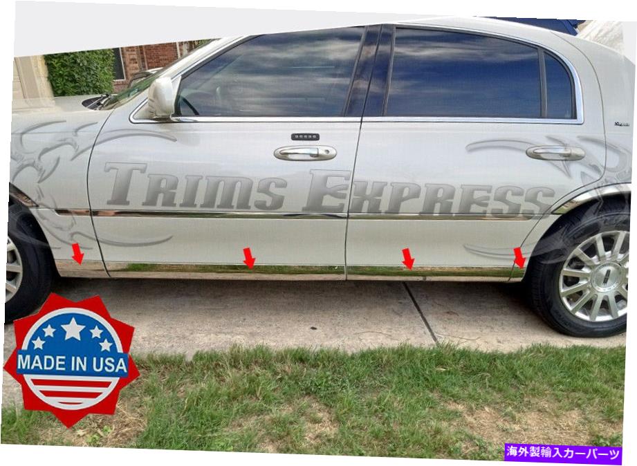trim panel 1998-2011リンカーンタウンカーローロッカーパネルボディサイドトリムモールディングアクセント8pc 1998-2011 Lincoln Town Car Lower Rocker Panel Body Side Trim Molding Accent 8Pc【並行輸入品】