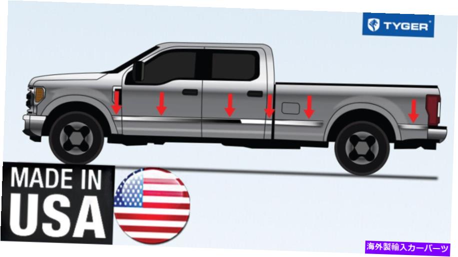 trim panel クロムアクセサリーアッパーロッカーパネルトリムフィット17-20フォードSDクルーキャブ12p Chrome Accessories Upper Rocker Panel Trim fit 17-20 Ford SD CrewCab 12P【並行輸入品】