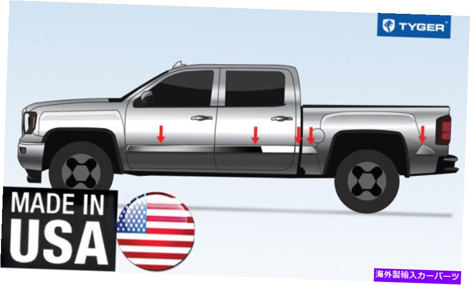 trim panel クロムアッパーロッカーパネルトリムフィット14-18 GMC Sierra Crewcab 5.8Bed10p Chrome Upper Rocker Panel Trim fit 14-18 GMC Sierra CrewCab 5.8Bed 10P【並行輸入品】 52,668円