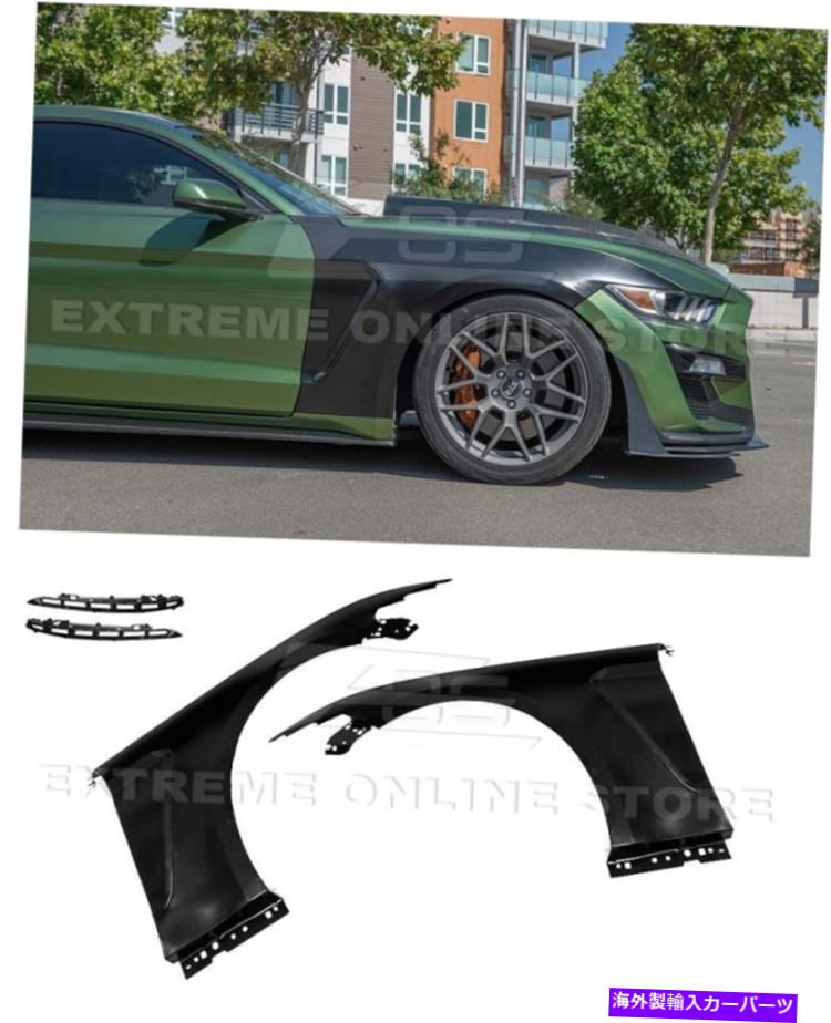 trim panel 15-17フォードマスタング| GT350スタイルのアルミニウム - マットブラックフロントサイドフェンダー For 15-17 Ford Mustang | GT350 Style Aluminum - Matte Black Front Side Fenders【並行輸入品】