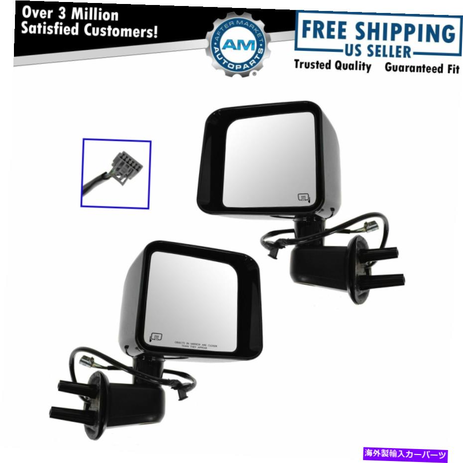 USミラー サイドビューミラー11-13ジープラングラー用のパワー加熱グロスブラックキャップペアセット Side View Mirrors Power Heated Gloss Black Cap Pair Set for 11-13 Jeep Wrangler【並行輸入品】